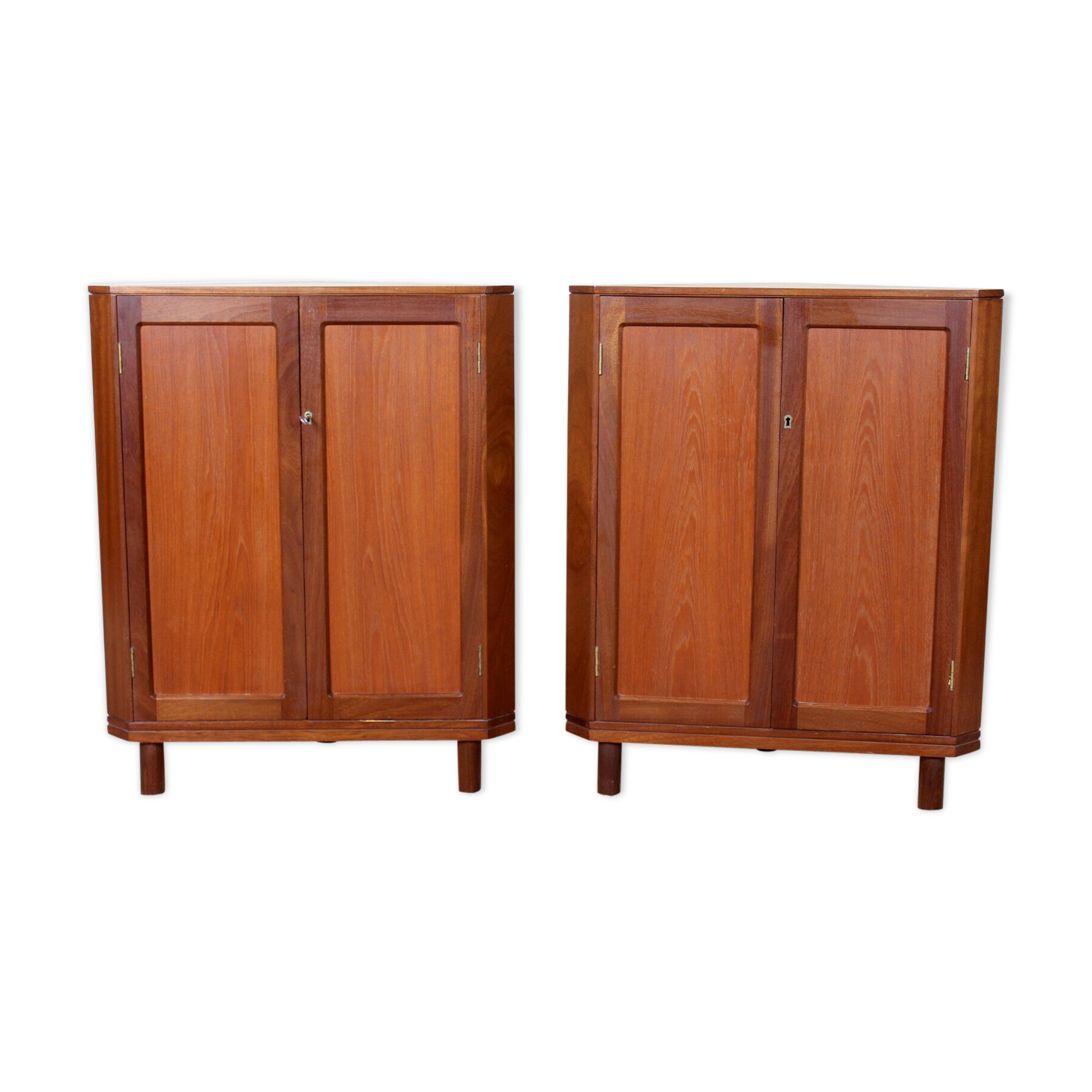 Pair of Danish teak corner cabinets dating from the mid-twentieth century