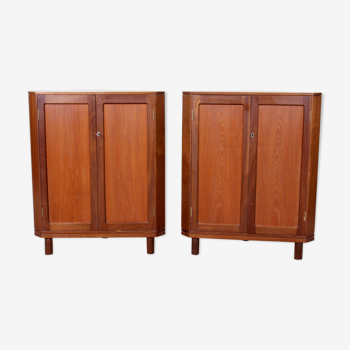 Pair of Danish teak corner cabinets dating from the mid-twentieth century