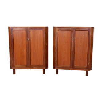 Pair of Danish teak corner cabinets dating from the mid-twentieth century