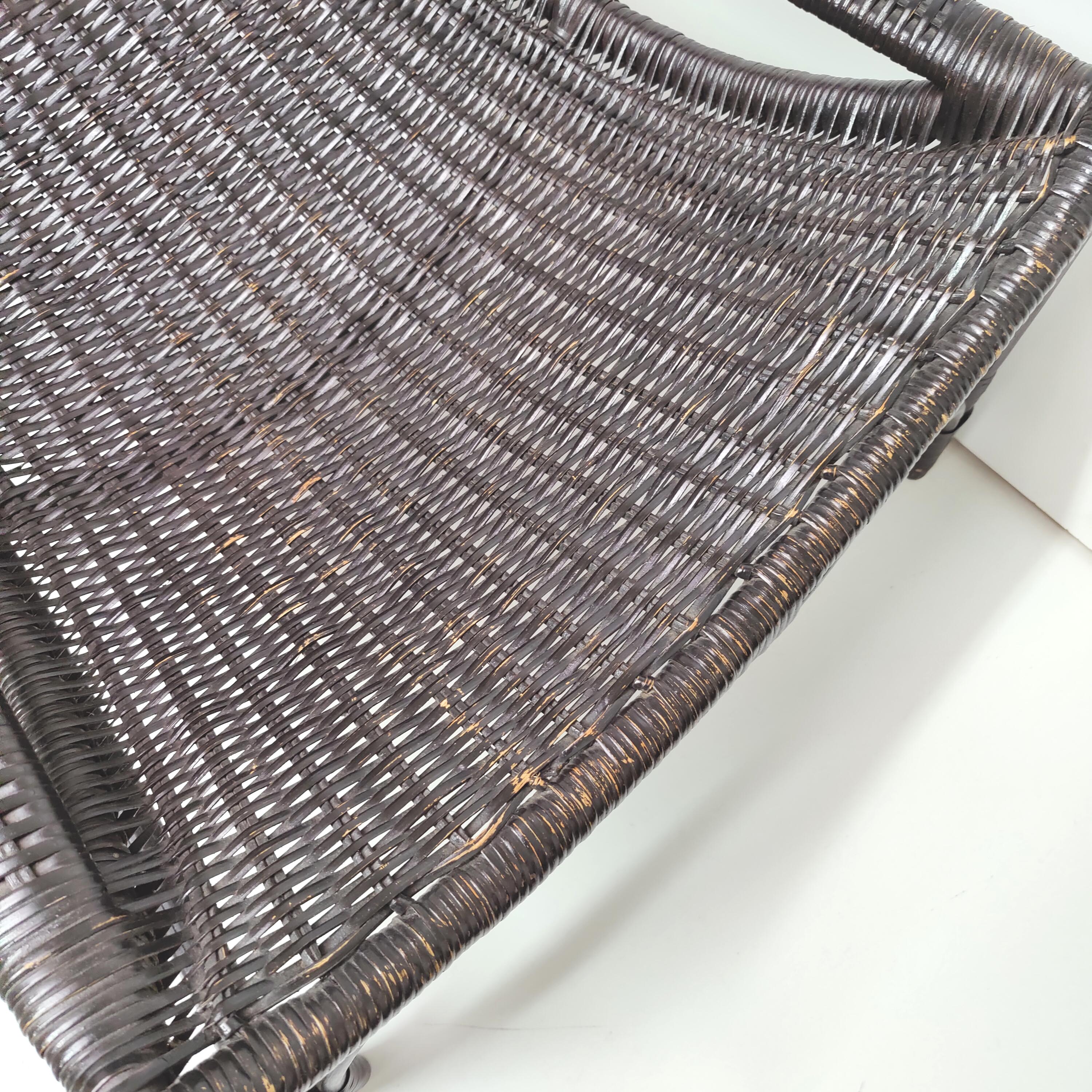 Black rattan chaise longue deckchair armchair