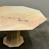 Fabulous Italian blush pink marble dining table, 1980s.