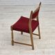 Années 1970, ensemble de 6 chaises de salle à manger danoises, bois de chêne, laine d'ameublement.