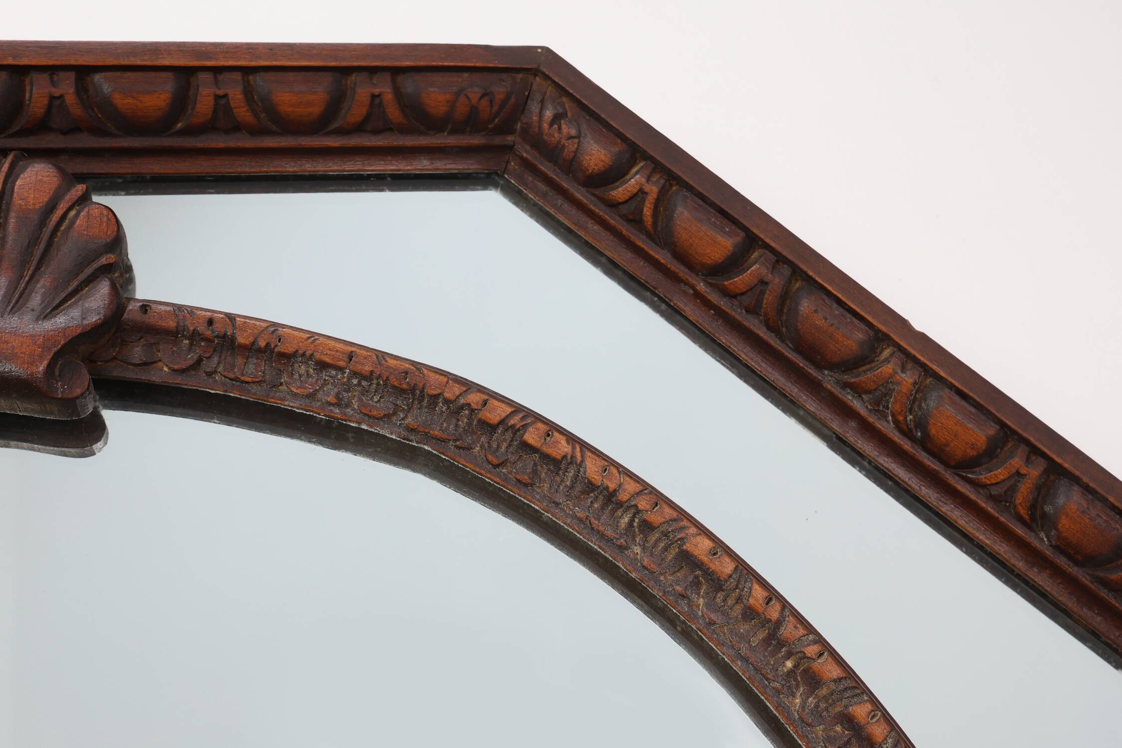 Art Deco octagonal wooden mirror, France ca. 1920