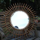 Vintage rattan sun mirror
