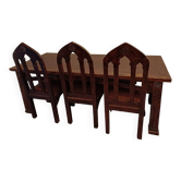 Table à manger hayrake style art nouveau et six chaises assises cuir d