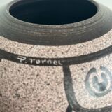 Stylized face vase signed Pierre Tornel – modernist ceramic – France 20th century