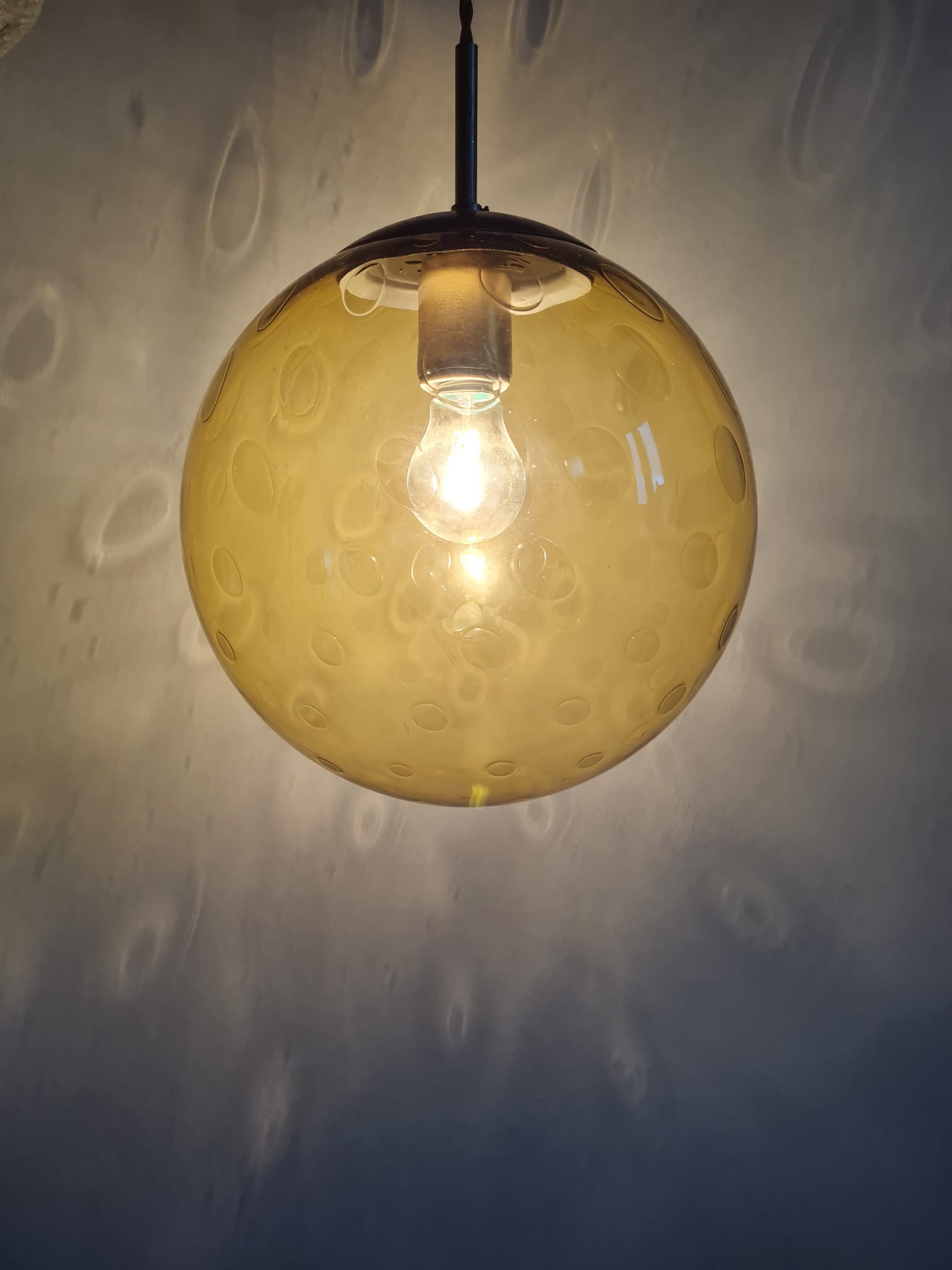 Suspension globe glass smokes amber bubble Peill & Putzler space age