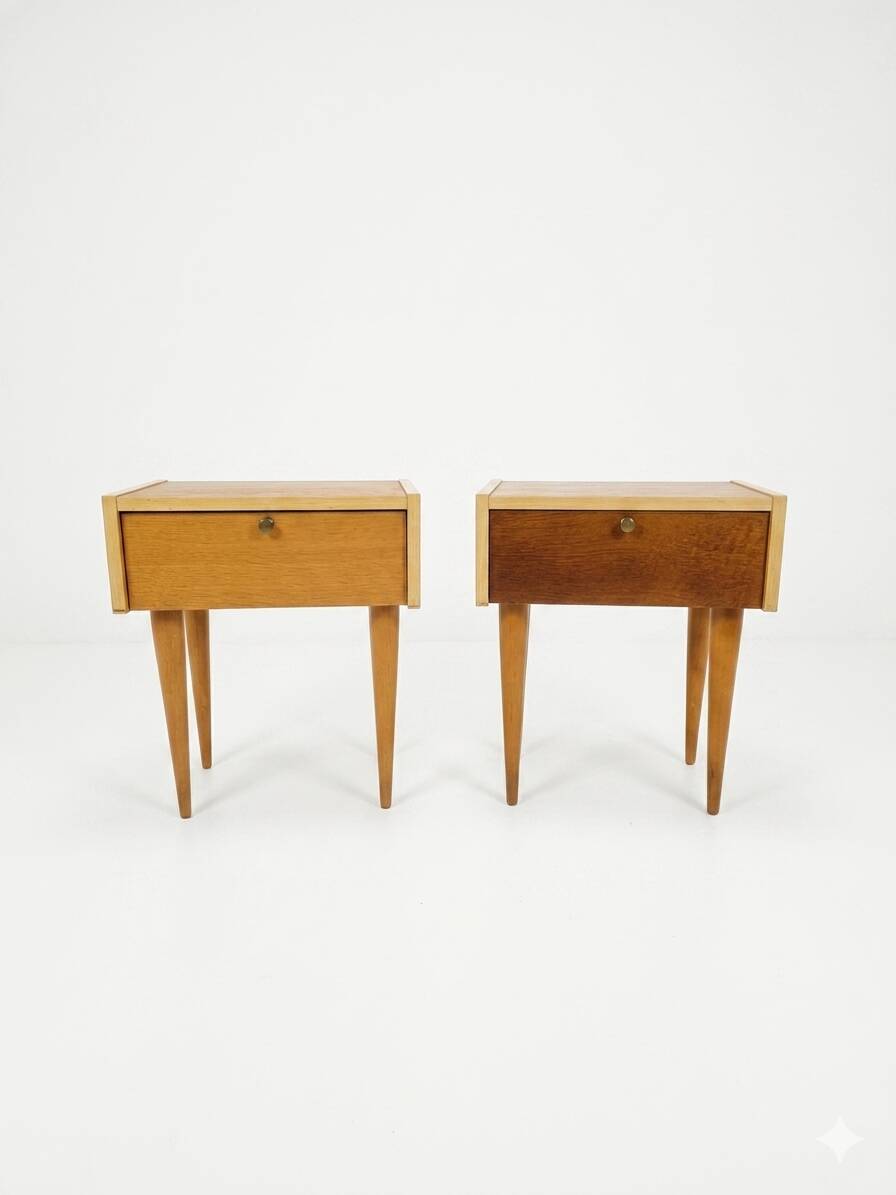 Pair of oak bedside tables from the 1960s.