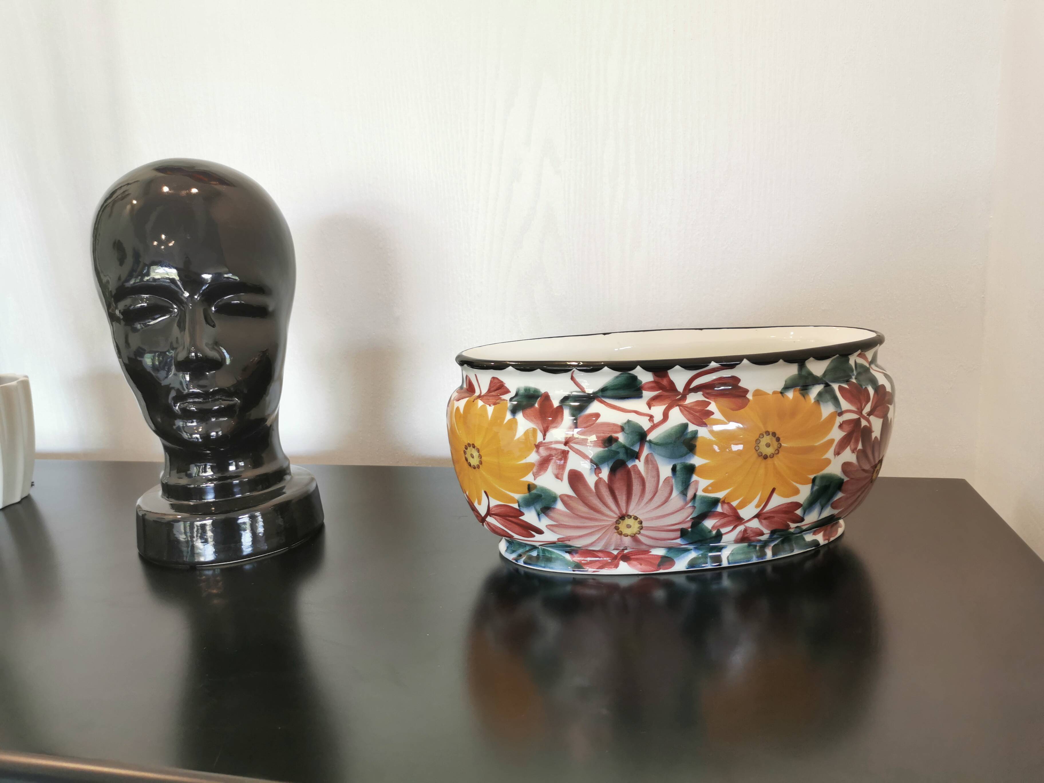 Vintage flowery ceramic from Schramberg, Jar, Planter, Cache Pot.