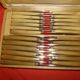 Set of 12 table knives and 12 cheese knives in bone and stainless steel.