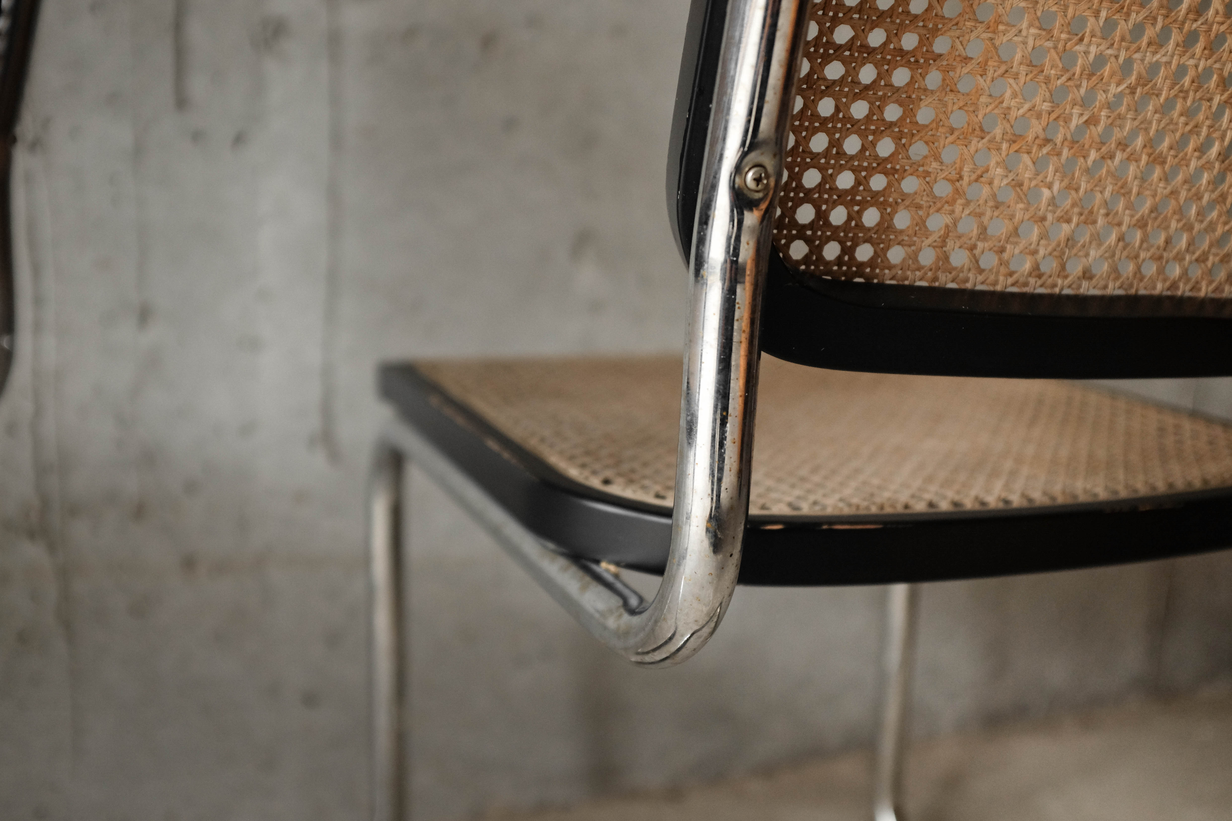 Set of 4 black cesca B32 chairs by Marcel Breuer