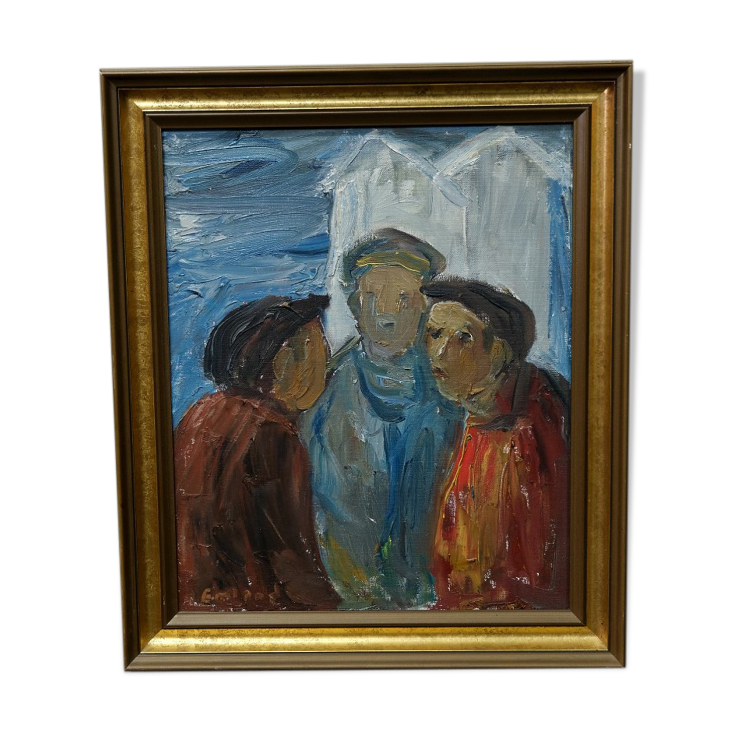 Fishermen, 1960s, oil on canvas, framed, Einar Emland (1916-1994)