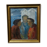 Fishermen, 1960s, oil on canvas, framed, Einar Emland (1916-1994)
