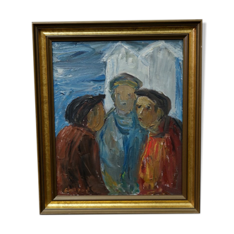 Fishermen, 1960s, oil on canvas, framed, Einar Emland (1916-1994)
