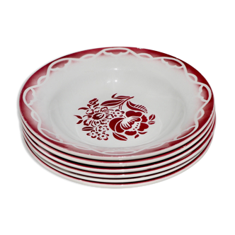 Set de 6 assiettes creuses Terre de Fer modèle "Odette", Digoin Sarreguemines