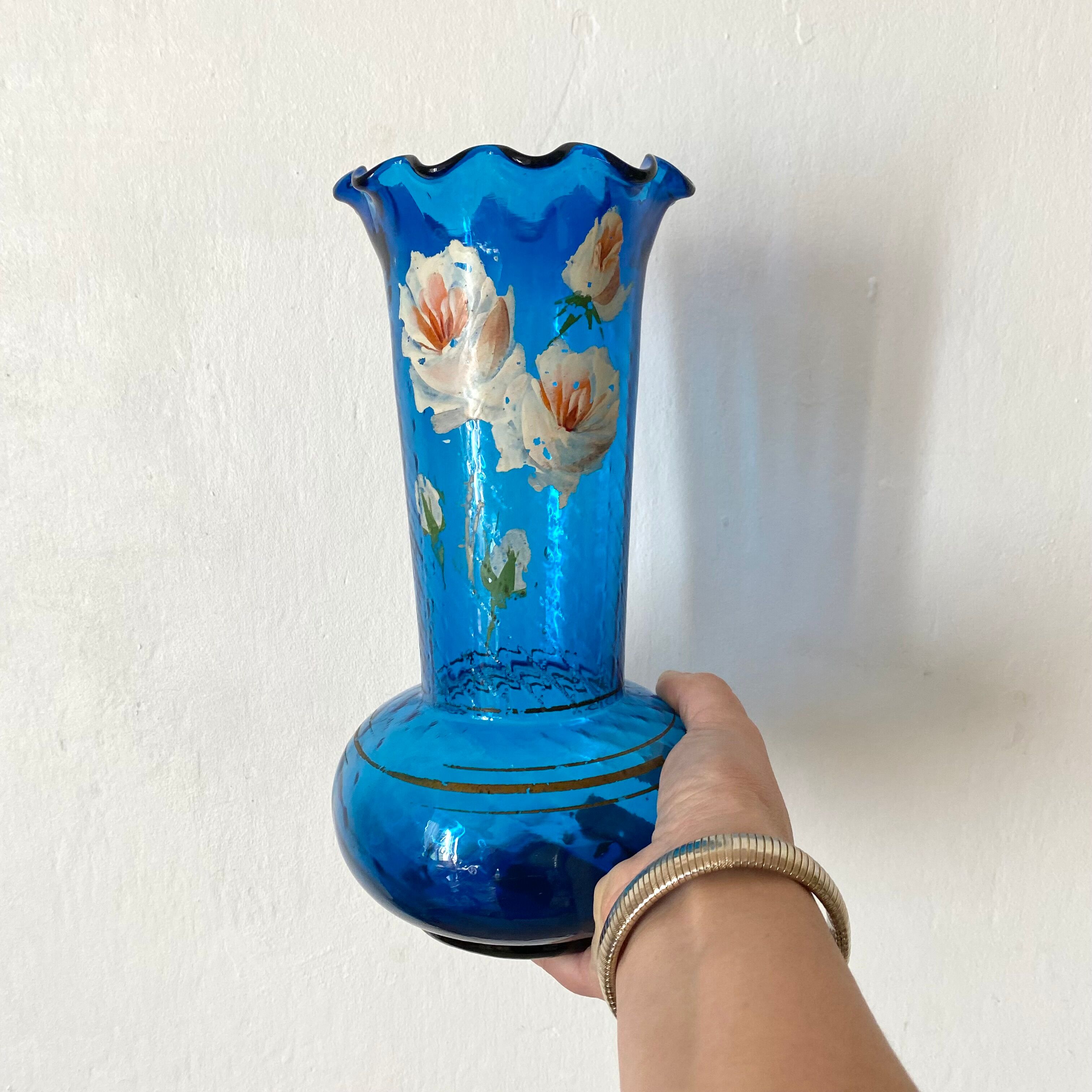 Antique blue glass vase from the 1900s