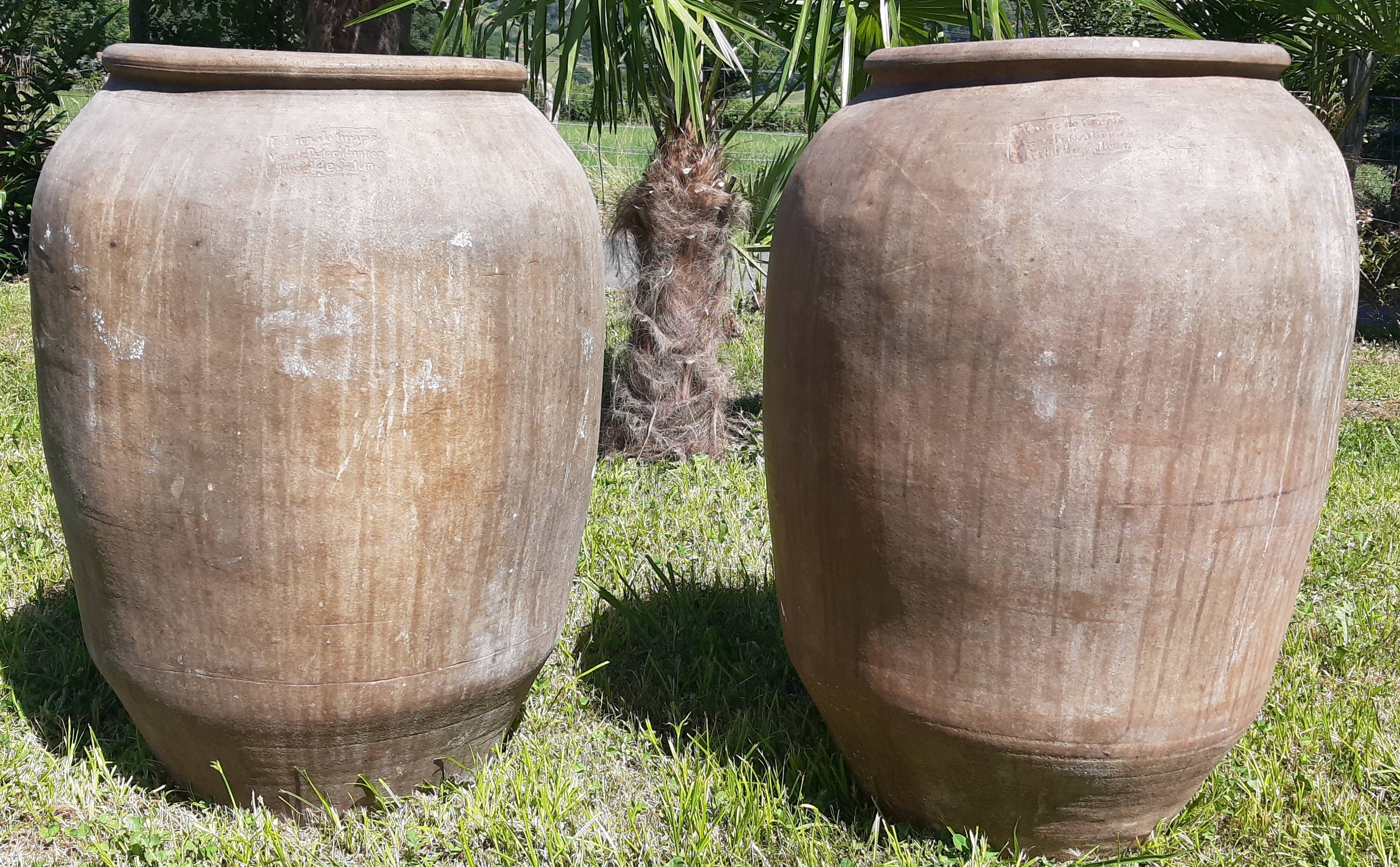 Pair of olive oil jars (or "tinajas"), Spain, 19th century