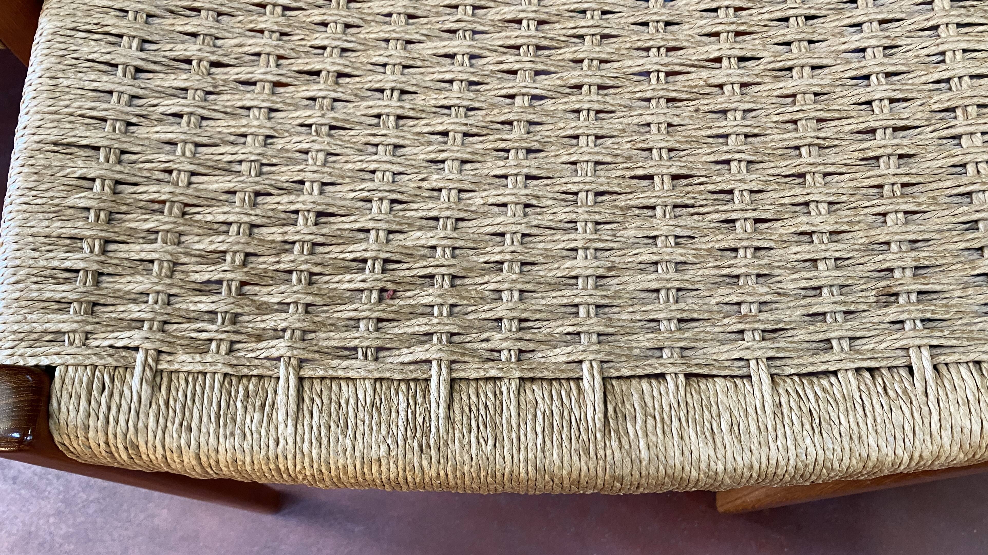 Suite Of 4 Scandinavian Teak And Rope Chairs By Svegards Markaryd