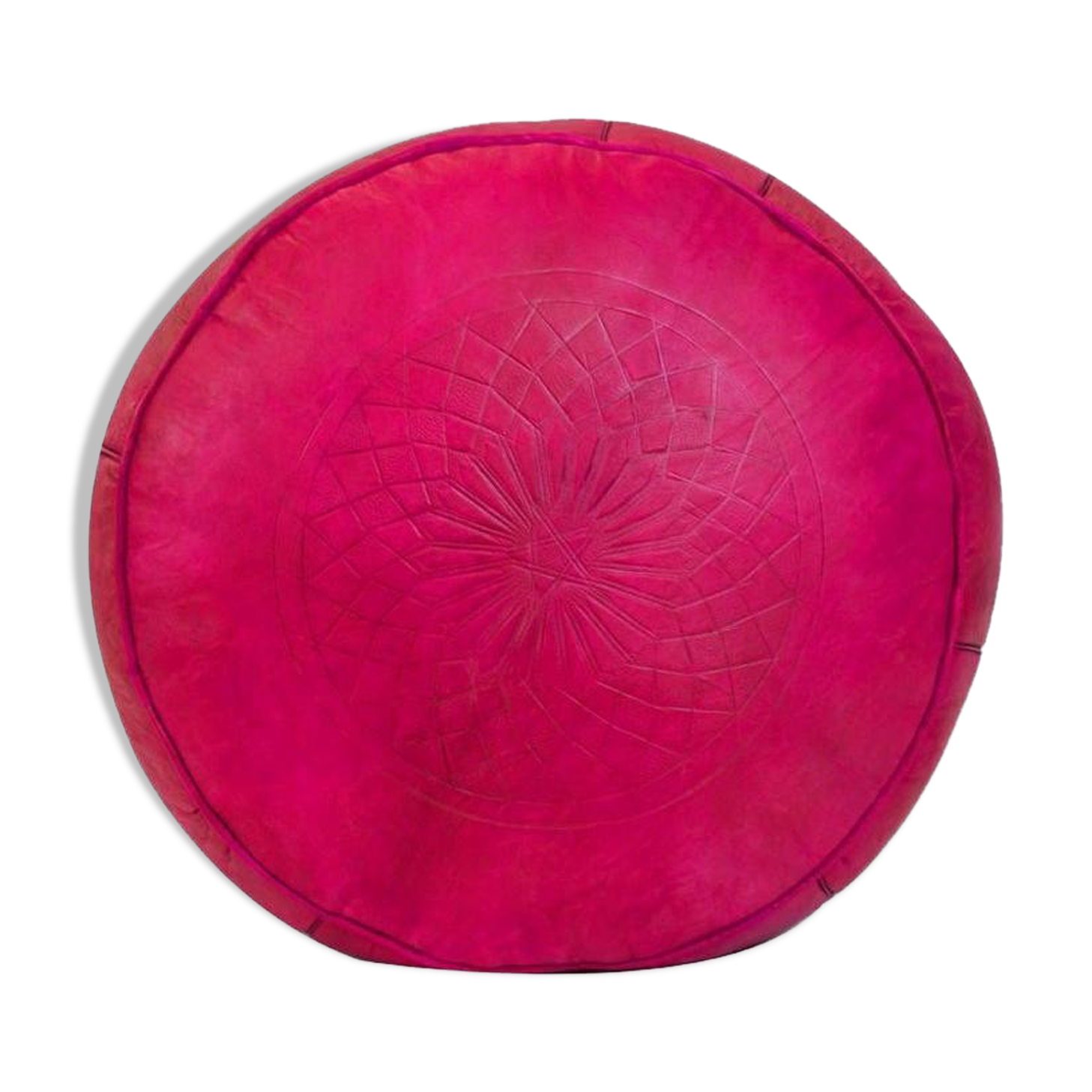 Handmade handmade leather Pouf Fes fushia 40 x 25 cm