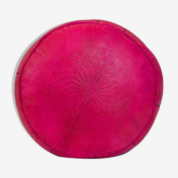 Handmade handmade leather Pouf Fes fushia 40 x 25 cm