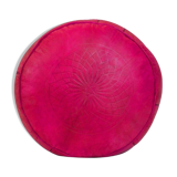 Handmade handmade leather Pouf Fes fushia 40 x 25 cm