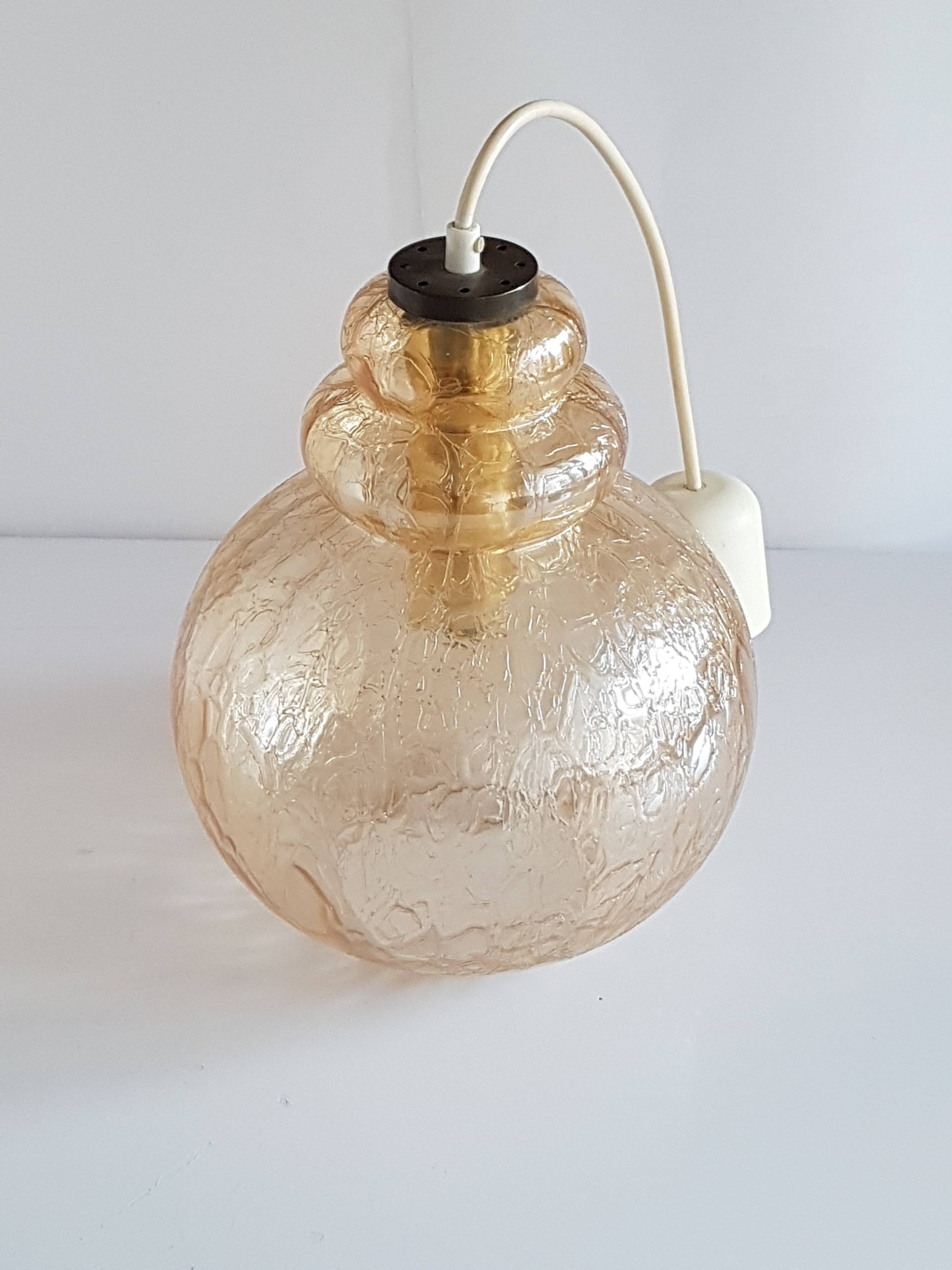 Suspension vintage verre fumé année 1965