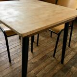 Vintage square table feet black compass tray solid beech