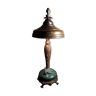 Lampe art nouveau poterie signee libelulle sur socle laiton
