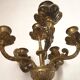 Pair Early 20th Century Rococo Revival Brass 5 Light Candle Wall Sconces