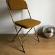 Vintage folding chair lafuma chantazur with striped gold fabric