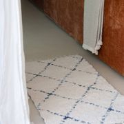 Tapis artisanal en coton recyclé - Réversible - Bleu et ecru