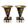 Superb pair of Art Deco enamelled brass cassolettes – black and white marble base – 1930s