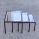 Nesting tables in burgundy lacquered metal and brass, France 1950s