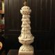 Vintage white ceramic table lamp from Manises with a raised leaf design.