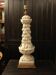 Vintage white ceramic table lamp from Manises with a raised leaf design.