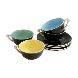 4-cup set "Trianon" 1950' by Ceranord Saint-Amand