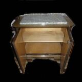 Oak and marble bedside table