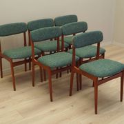 Set of six teak chairs, Danish design, 1960s, manufacture: N. & K. Bundgaar