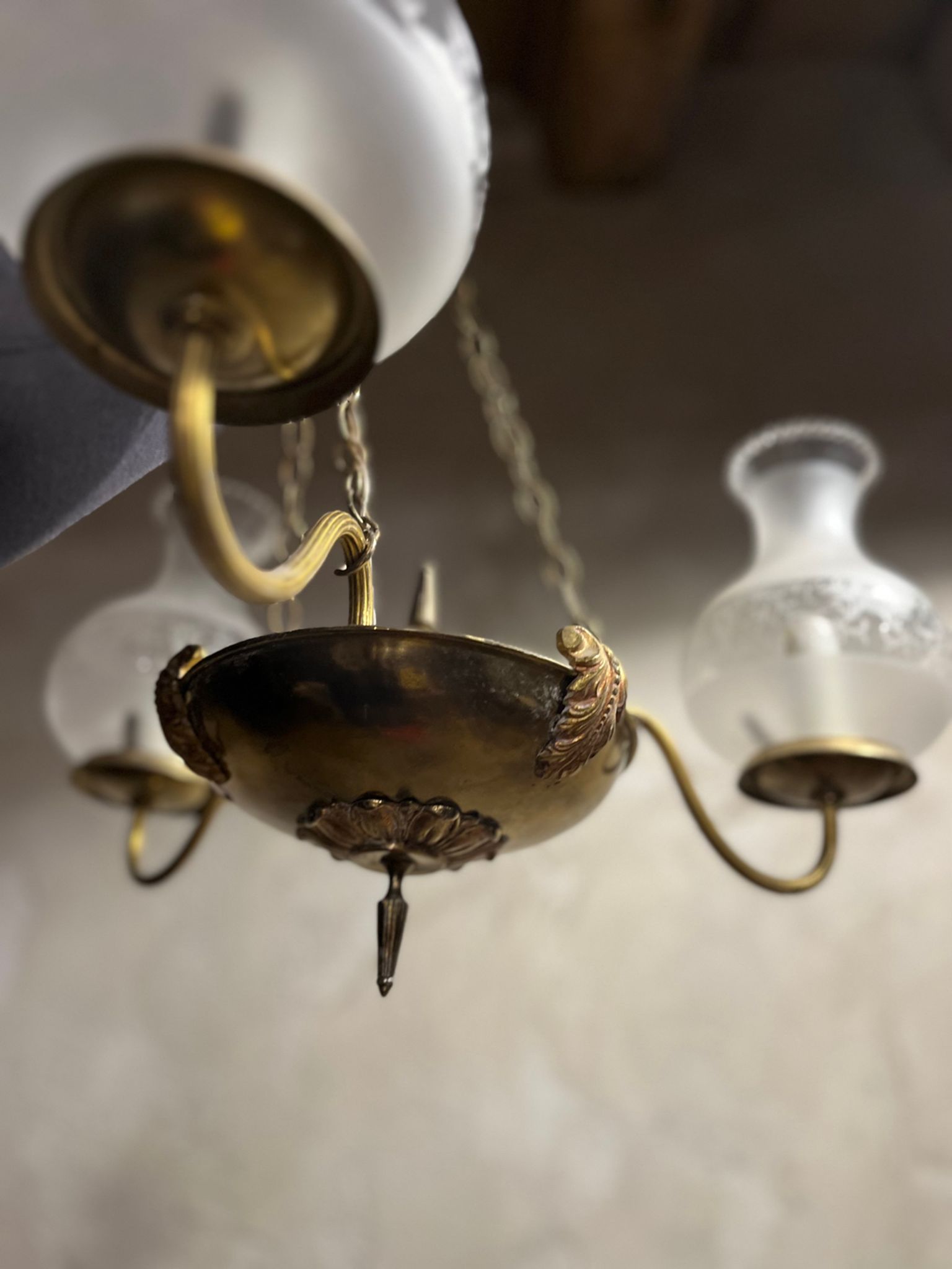 Chandelier with 3 arms in brass 1950/60