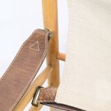 Set Of Two Safari Chairs Model Sirocco Made In Oak & Canvas By Arne Norell