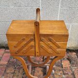 Worker on wooden feet