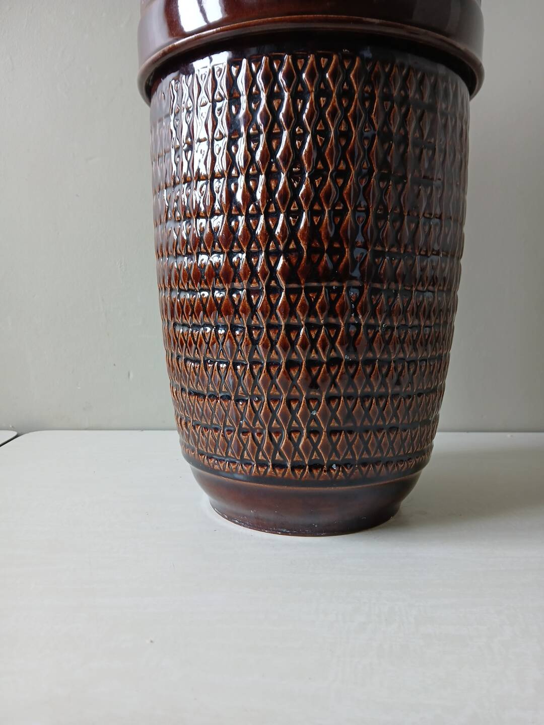 Large floor vase Jasba West Germany 42 cm – Fat Lava brown 1960s