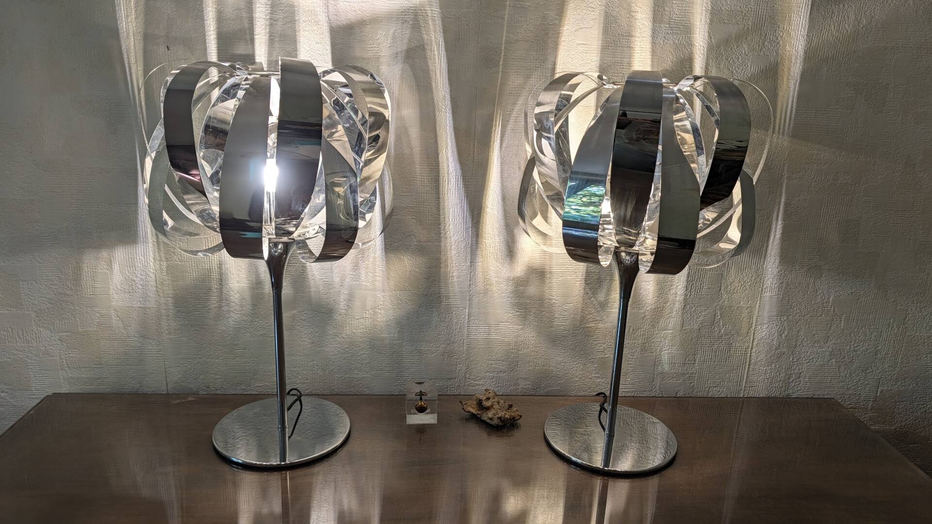 Paire de lampes eres chrome – seylumière– design space age