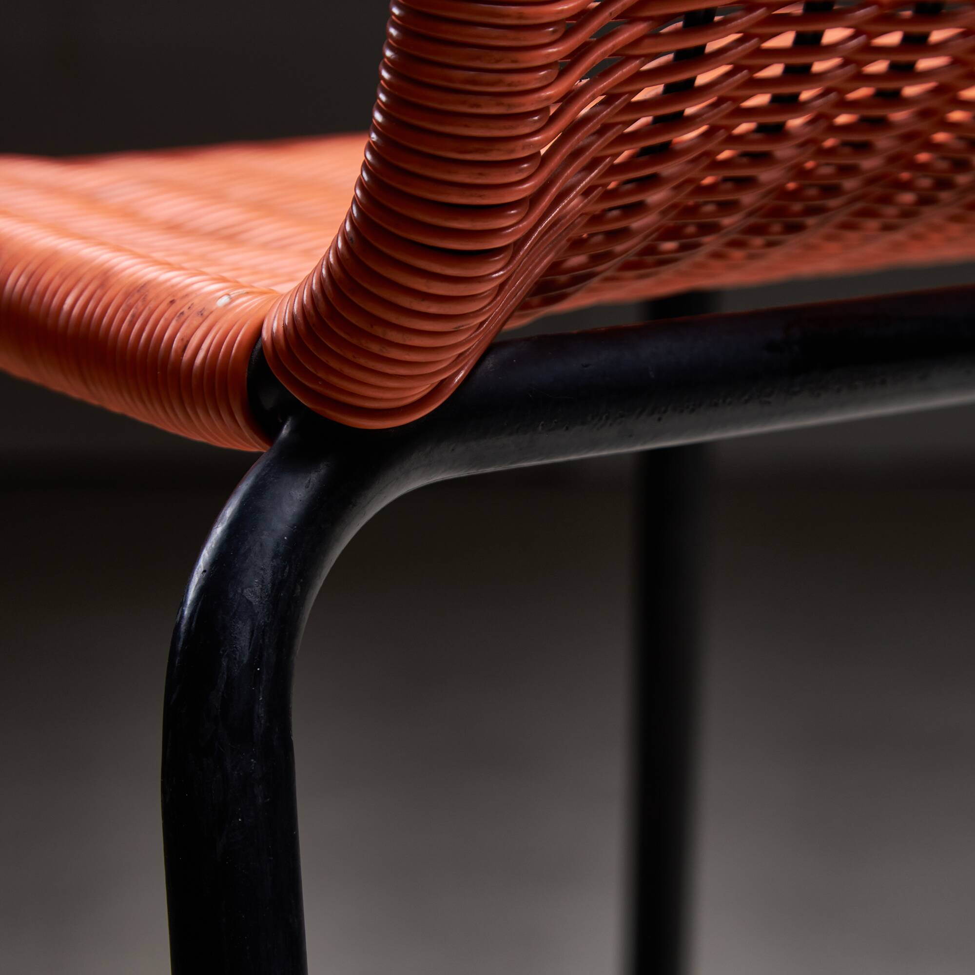 Chaises de jardin en câble plastique tressé orange