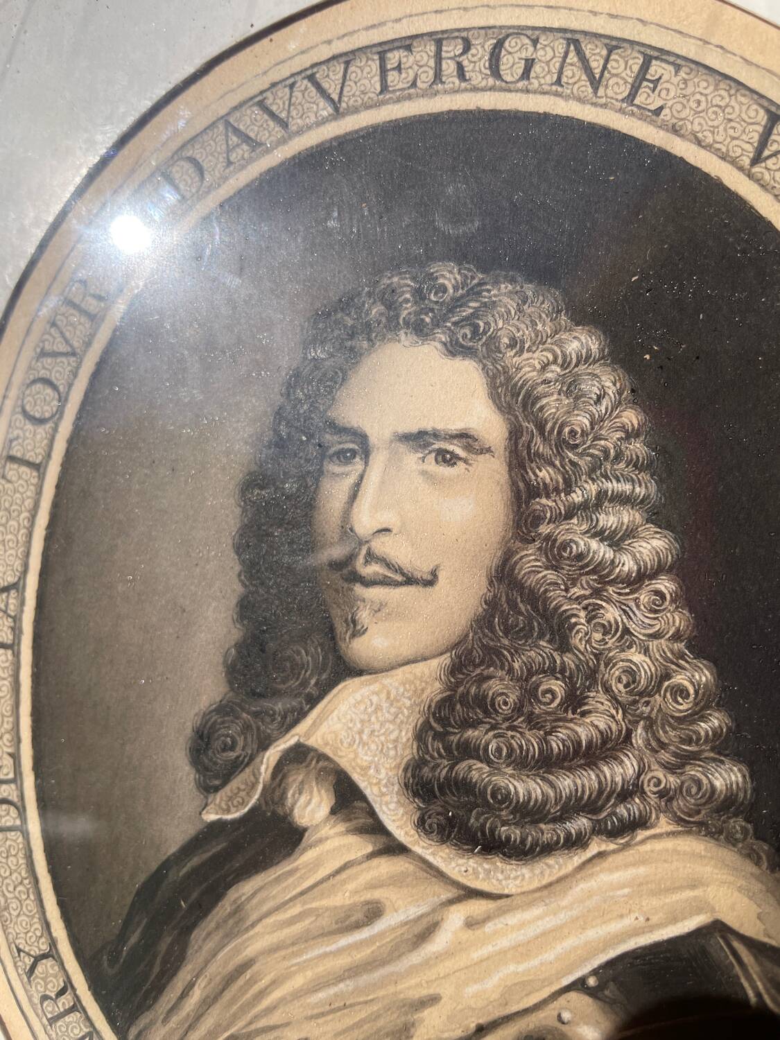 Classic antique man portrait in gilded frame