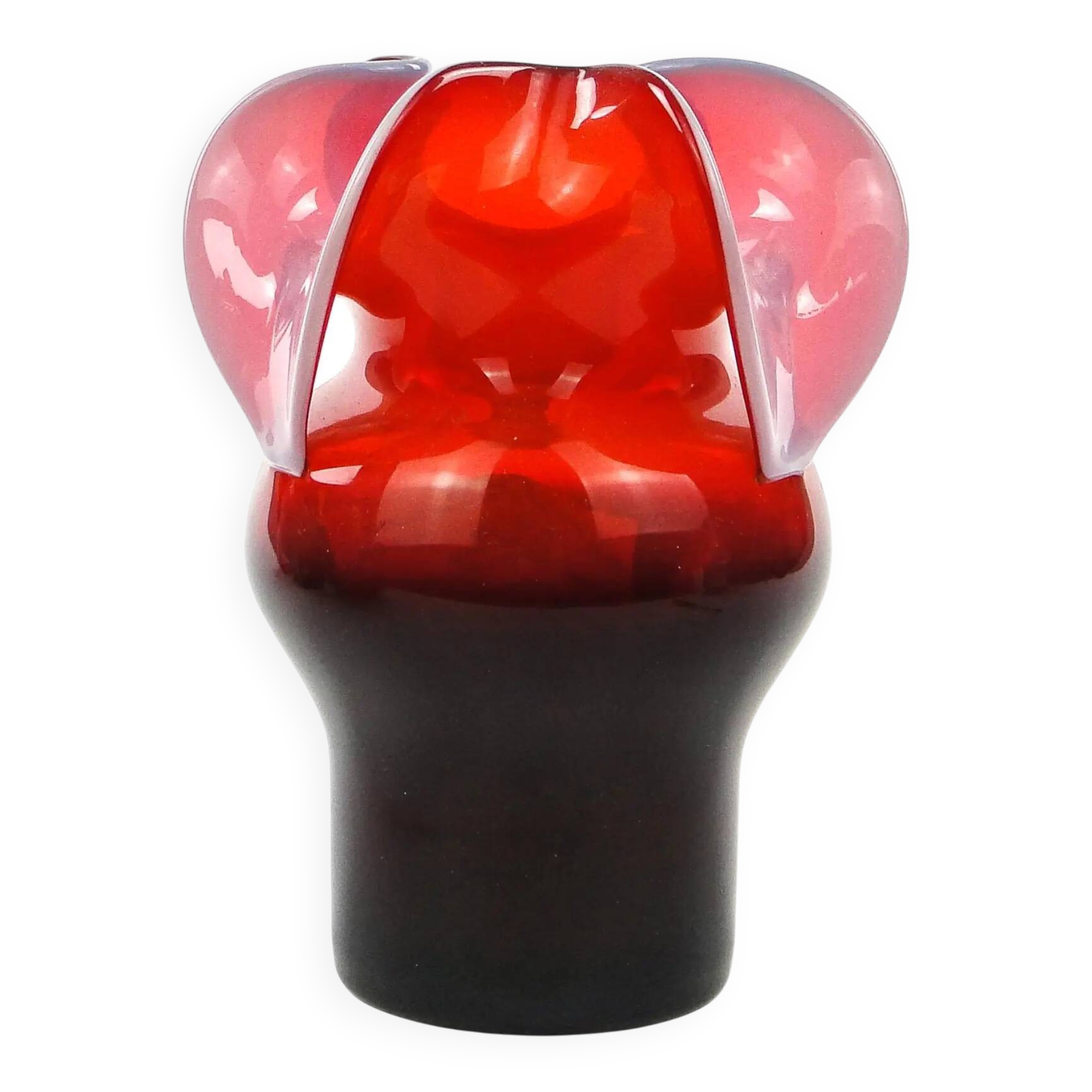 Donkey vase, red glass, designed by C. Zuber, Poland, 1970s