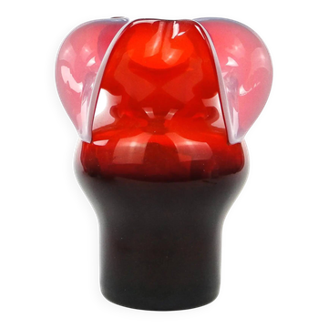 Donkey vase, red glass, designed by C. Zuber, Poland, 1970s