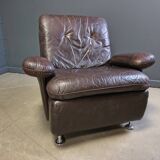 Modular vintage brown leather sofa, 1970s.