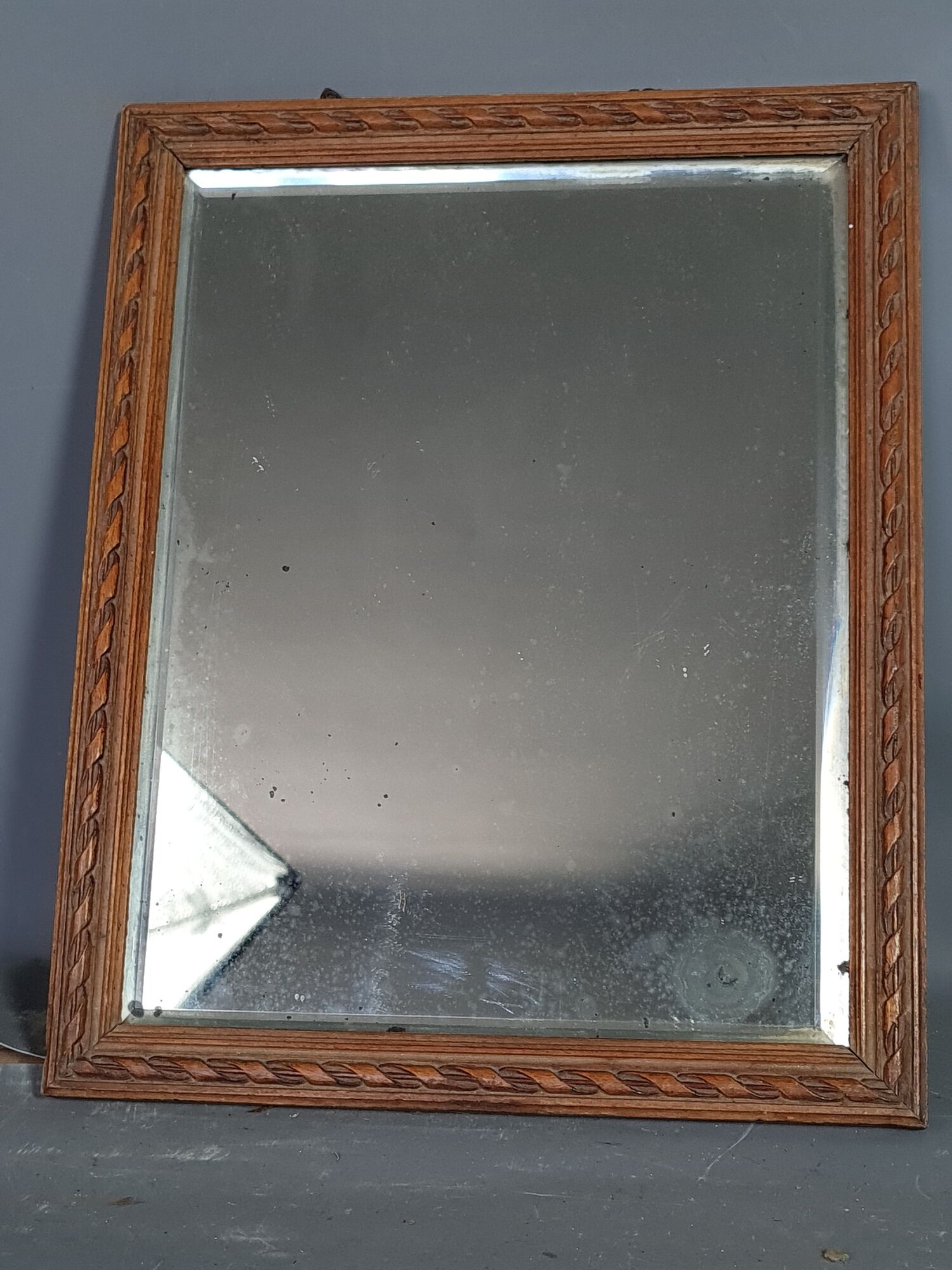 Old louis XVI style mirror carved wood, beveled ice 31x25 cm SB