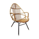 Armchair in rattan with metal feet